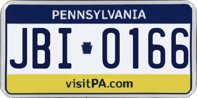 PA license plate JBI0166