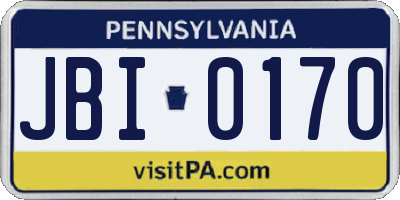 PA license plate JBI0170