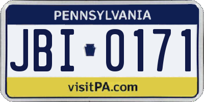 PA license plate JBI0171