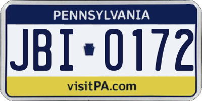 PA license plate JBI0172