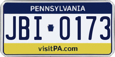 PA license plate JBI0173