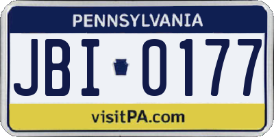 PA license plate JBI0177