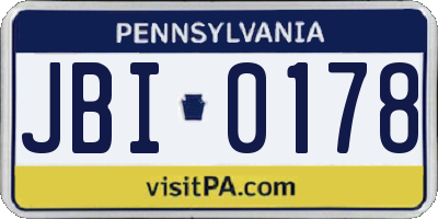 PA license plate JBI0178