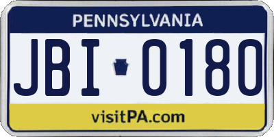 PA license plate JBI0180