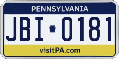 PA license plate JBI0181