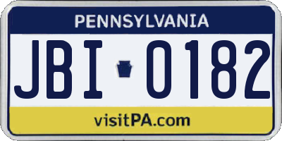 PA license plate JBI0182