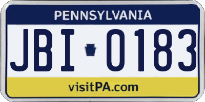 PA license plate JBI0183