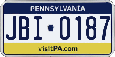 PA license plate JBI0187