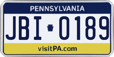 PA license plate JBI0189