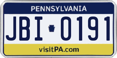 PA license plate JBI0191