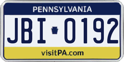 PA license plate JBI0192