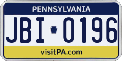 PA license plate JBI0196