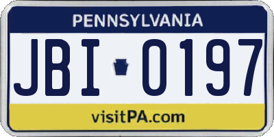 PA license plate JBI0197