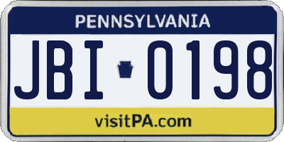 PA license plate JBI0198