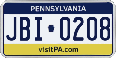 PA license plate JBI0208