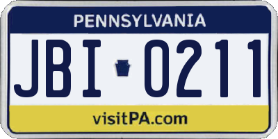 PA license plate JBI0211