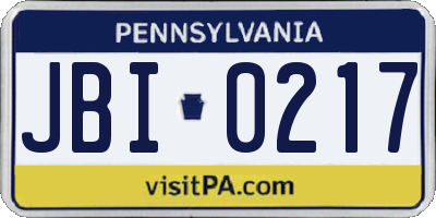 PA license plate JBI0217