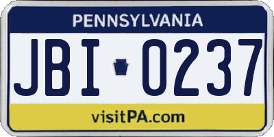 PA license plate JBI0237