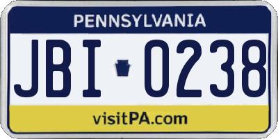PA license plate JBI0238