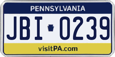 PA license plate JBI0239