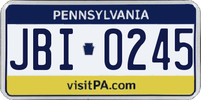 PA license plate JBI0245