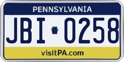 PA license plate JBI0258