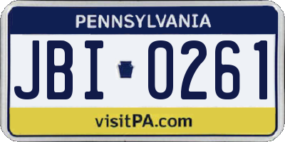 PA license plate JBI0261