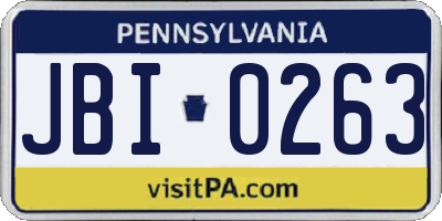 PA license plate JBI0263