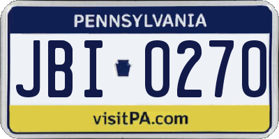 PA license plate JBI0270