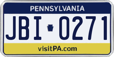 PA license plate JBI0271