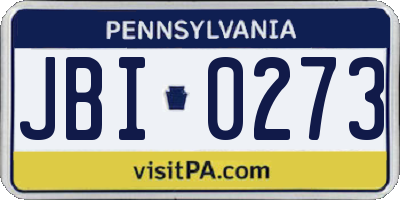 PA license plate JBI0273