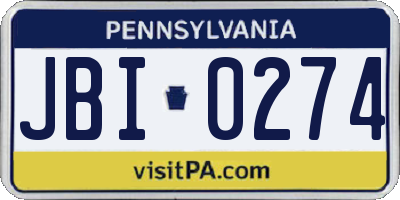 PA license plate JBI0274