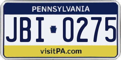 PA license plate JBI0275