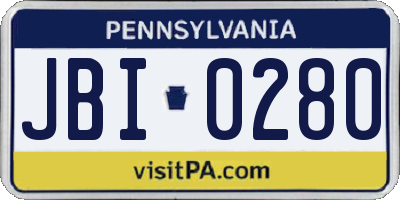 PA license plate JBI0280