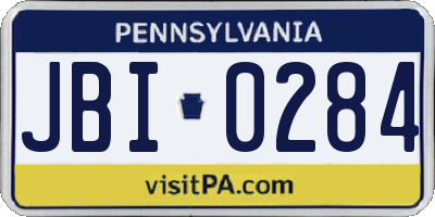 PA license plate JBI0284