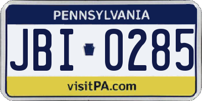PA license plate JBI0285