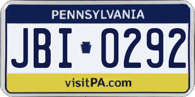 PA license plate JBI0292