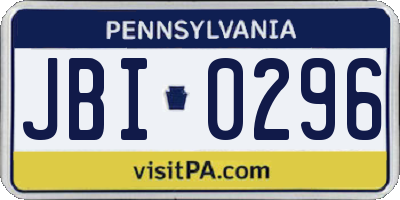 PA license plate JBI0296