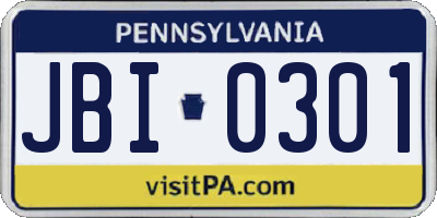 PA license plate JBI0301