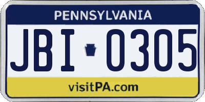 PA license plate JBI0305