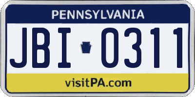 PA license plate JBI0311