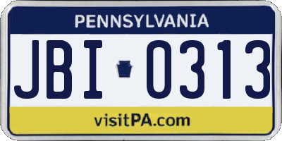 PA license plate JBI0313