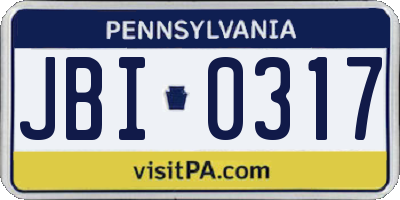 PA license plate JBI0317