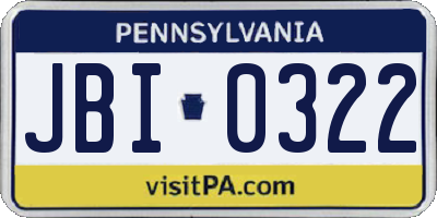 PA license plate JBI0322
