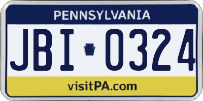 PA license plate JBI0324