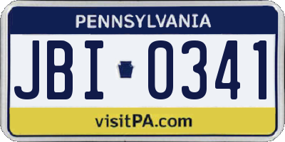 PA license plate JBI0341