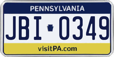 PA license plate JBI0349