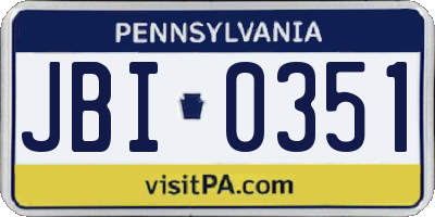 PA license plate JBI0351