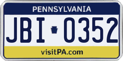 PA license plate JBI0352