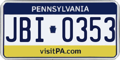 PA license plate JBI0353